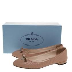 Pre Owned Prada Nude Quilted Leather Ballet Flats Size 38