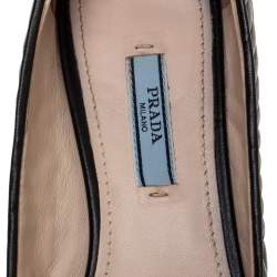 Pre Owned Prada Black Quilted Leather Ballet Flats Size 38
