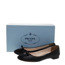 Pre Owned Prada Black Quilted Leather Ballet Flats Size 38