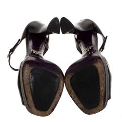 Pre Owned Prada Black Leather Platform Ankle Strap Sandal Size 38