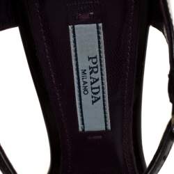 Pre Owned Prada Black Leather Platform Ankle Strap Sandal Size 38