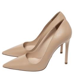 Pre Owned Prada Beige Leather Pointed Toe Pumps Size 36