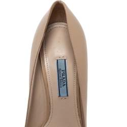 Pre Owned Prada Beige Leather Pointed Toe Pumps Size 36