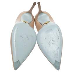 Pre Owned Prada Beige Leather Pointed Toe Pumps Size 36