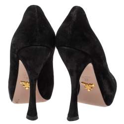 Pre Owned Prada Black Suede Leather Platform Pumps Size 37
