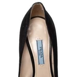 Pre Owned Prada Black Suede Leather Platform Pumps Size 37