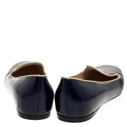 Pre Owned Prada Dark Blue Patent Saffiano Leather Smoking Slippers Size 40.5