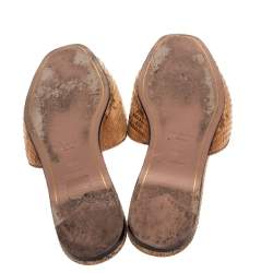 Pre Owned Prada Brown Python Flat Slide Sandals Size 38.5