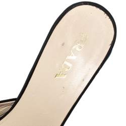 Pre Owned Prada Black Satin Sculptured Heel Mule Size 38.5