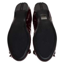 Pre Owned Prada Burgundy Patent Leather Bow Ballerina Flats Size 38