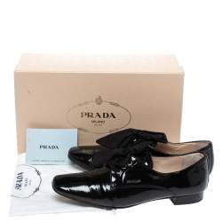 Pre Owned Prada Black Patent Leather Lace Up Derby Size 37.5
