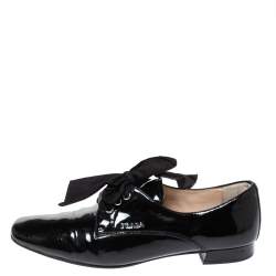 Pre Owned Prada Black Patent Leather Lace Up Derby Size 37.5