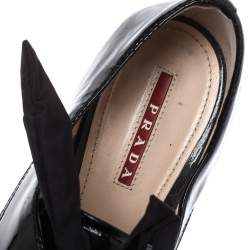 Pre Owned Prada Black Patent Leather Lace Up Derby Size 37.5
