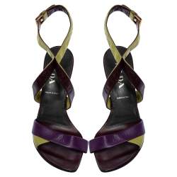 Prada Multicolor Leather Ankle Strap Sandals Size 37.5