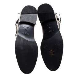 Pre Owned Prada Black Leather Combat Boots Size 38