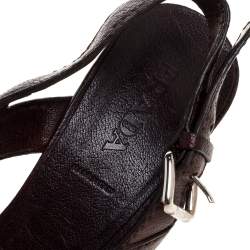 Prada Brown Leather Embellished Cross Strap Slingback Sandals Size 38