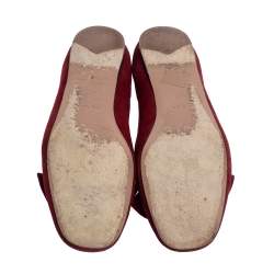 Pre Owned Prada Burgundy Suede Smoking Slipper Flats Size 37.5
