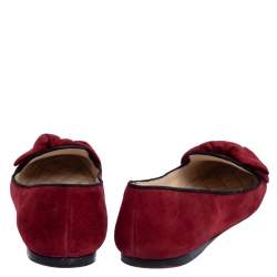 Pre Owned Prada Burgundy Suede Smoking Slipper Flats Size 37.5
