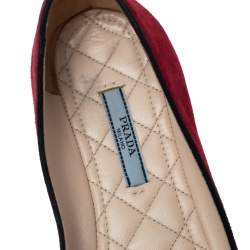 Pre Owned Prada Burgundy Suede Smoking Slipper Flats Size 37.5