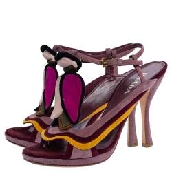 Pre Owned Prada Multicolor Suede Floral Fairy Collection Ankle Strap Sandals 37.5