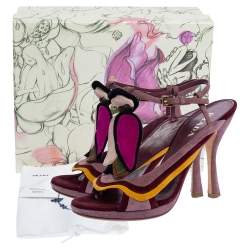 Pre Owned Prada Multicolor Suede Floral Fairy Collection Ankle Strap Sandals 37.5