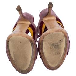 Pre Owned Prada Multicolor Suede Floral Fairy Collection Ankle Strap Sandals 37.5