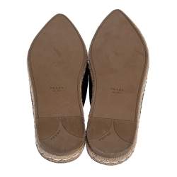 Pre Owned Prada Black Suede Crystal Embellished Pointed Toe Espadrille Mules Size 36