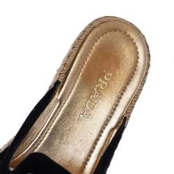 Pre Owned Prada Black Suede Crystal Embellished Pointed Toe Espadrille Mules Size 36