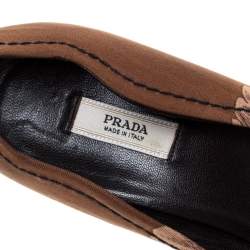 Pre Owned Prada Multicolor Floral Print Fabric Curved Trim And Heel Pump Size 37