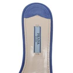 Pre Owned Prada Blue Suede Crystal Embellished Open Toe Sandals Size 37.5