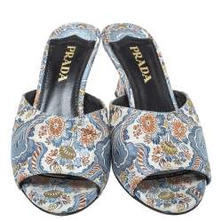 Pre Owned Prada Multicolor Brocade Fabric Slide Sandals Size 36