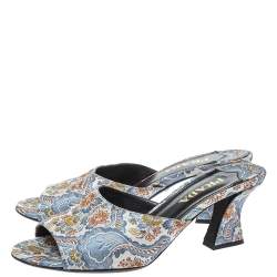 Pre Owned Prada Multicolor Brocade Fabric Slide Sandals Size 36