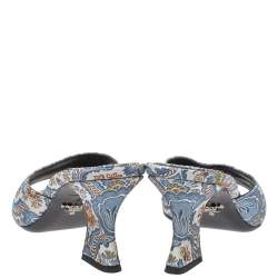 Pre Owned Prada Multicolor Brocade Fabric Slide Sandals Size 36