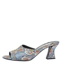 Pre Owned Prada Multicolor Brocade Fabric Slide Sandals Size 36