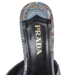 Pre Owned Prada Multicolor Brocade Fabric Slide Sandals Size 36
