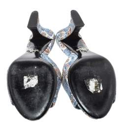 Pre Owned Prada Multicolor Brocade Fabric Slide Sandals Size 36