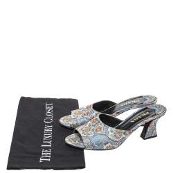 Pre Owned Prada Multicolor Brocade Fabric Slide Sandals Size 36