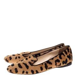 Pre Owned Prada Animal Print Calf Hair Smoking Slippers Size 39.5