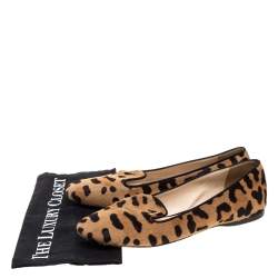 Pre Owned Prada Animal Print Calf Hair Smoking Slippers Size 39.5