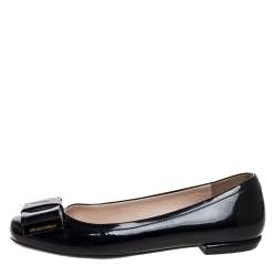 Pre Owned Prada Patent Leather Bow Ballet Flats Size 36