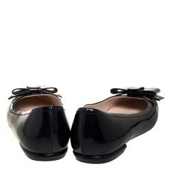 Pre Owned Prada Patent Leather Bow Ballet Flats Size 36