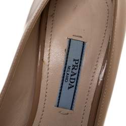 Pre Owned Prada Beige Patent Leather Platform Pumps Size 35.5
