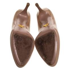 Pre Owned Prada Beige Patent Leather Platform Pumps Size 35.5