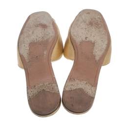 Pre Owned Prada Metallic Gold Saffiano Leather Flat Slides Size 41