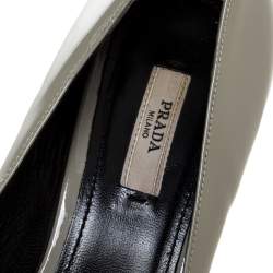 Pre Owned Prada Grey Patent Leather Bow Pointed Toe Pumps Size 39