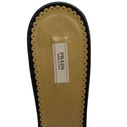 Pre Owned Prada Black Fabric And Multicolor Leather Floral Applique Embellished Sandals Size 41