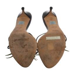 Pre Owned Prada Black Fabric And Multicolor Leather Floral Applique Embellished Sandals Size 41