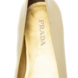 Pre Owned Prada Yellow Patent Leather Peep Toe Ballet Flats Size 41.5