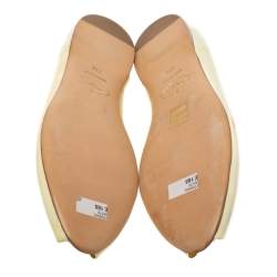 Pre Owned Prada Yellow Patent Leather Peep Toe Ballet Flats Size 41.5