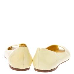Pre Owned Prada Yellow Patent Leather Peep Toe Ballet Flats Size 41.5